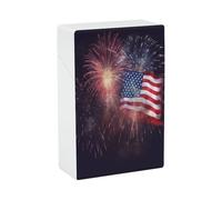 Firework American Flag 4Th of July Cigarette Case Stylish Lightweight Pocket Holder Case for Smoke Waterproof Cigarette Dispenser Cigarettes Accessories for Outdoor Camping Hiking