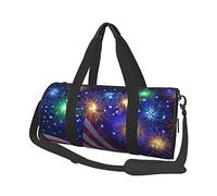 Firework American Flag 4th of July Printed Canvas Travel Duffel Bag - Gym Sports Bag with Large Capacity for Weekend Business Travel