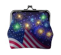 Firework American Flag 4th of July Printing Lightweight Coin Purse, Minimalist Wallet for Coffee Runs and Local Outings
