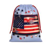 Firework American Flag 4th Of Julys Print Functional Gift Storage Bag Eco-Friendly Comfortable Touch Outdoor Activities Use