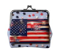 Firework American Flag 4Th of Julys small wallets woman,wallets for women,coin purse for women,small womens wallet,with zipper and kiss lock, Black, One Size, Art Deco