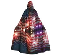 Firework American Flag Bright Adult Hooded Cloak Vampire Witch Cape Halloween Christmas Cosplay Costumes Themed Parties