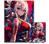 Firework Anime Girl in Red Kimono Piece Jigsaw Puzzle Challenging Puzzles Brain Teaser Game Interactive Family Game Suitable for Ages 14 1000 PCS(38x26cm)