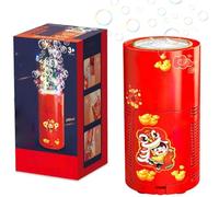 Firework Bubble Machine with 80ml Bubble Solution 13 Holes Portable Smoke Machine with LED Lights and Music for Xmas Spring Festival with Battery