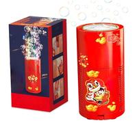 Firework Bubble Machine with 80ml Bubble Solution 13 Holes Portable Smoke Machine with LED Lights and Music for Xmas Spring Festival with Battery