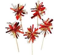 Firework Cocktail Sticks 50Pcs Glitter Happy New Year Cake Topper Colorful Tassels Cupcake Topper Wedding Baby Shower Baking Dessert Cake Decor(ColorB)