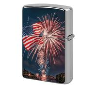 Firework Flag 4Th of Julys Lighter Case Pouch Double-Sided Metal Lighter Sleeve Scratch & Drop Resistant Lighters Protector Fits Standard Kerosene Lighters Pocket Protective Cover for Camping Party
