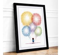 Fireworks Above Framed Wall Art Print A1 Black
