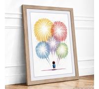 Fireworks Above Framed Wall Art Print A1 Oak