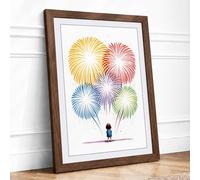 Fireworks Above Framed Wall Art Print A1 Walnut