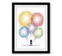 Fireworks Above Modern Framed Wall Art Print A1 (84.1×59.4cm) Black, Wall Decor for Living Room, Bedroom, Office & Home, Ready to Hang, Art Gift