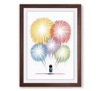 Fireworks Above Modern Framed Wall Art Print A1 (84.1×59.4cm) Walnut, Wall Decor for Living Room, Bedroom, Office & Home, Ready to Hang, Art Gift