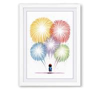 Fireworks Above Modern Framed Wall Art Print A1 (84.1×59.4cm) White, Wall Decor for Living Room, Bedroom, Office & Home, Ready to Hang, Art Gift