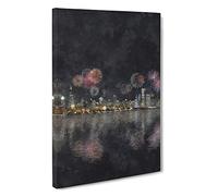 Fireworks Above the Chicago Canvas Print for Living Room Bedroom Home Office Décor, Wall Art Picture Ready to Hang, 30 x 20 Inch (76 x 50 cm)
