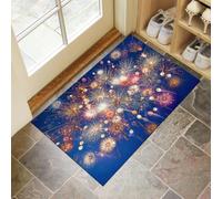 Fireworks And Starry Night View DoorMats, Brilliant Night Sky Spots Printed Washable Soft Doormat, Dark Navy Blue Entrance Mat Low-Pile Entry Rug for Bedroom Kitchen Hallway Laundry - 50 x 80 cm