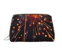 Fireworks at Night Printed Makeup Bag for Women Portable Leather Make up Bag Travel Zipper Cosmetic Bags Organizer