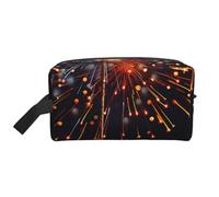 Fireworks at Night Printed Makeup Bag for Women Travel Make Up Toiletry Organiser Large Capacity Cosmetic Bag with Handle