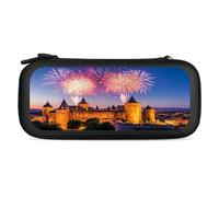 Fireworks Carcassonne Castle France Portable Storage Bag Compatible with Switch Carrying Case Protector Bags with 15 Games Accessories