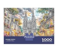 Fireworks Cathedral Jigsaw Puzzle Enchanted Castle in Colorful Town 1000 Pieces Premium Cardstock for Collectors Relaxation After School 70x50cm/1000pcs