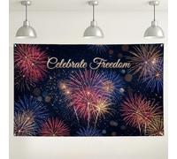 Fireworks Celebration Backdrop, Colorful Festive Party Decorations, Night Skyline Background for Photography Events, Independence Day Party Supplies 71x43 Inch