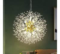 Fireworks Crystal Chandelier Dandelion Ceiling Fixture Living Room Kitchen Island Light Long 36.2" Gold/Gold/12 Lights