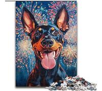 Fireworks Doberman Adult Jigsaws 1000 Piece, Family Activity Fun at Home Activities, Birthday Present,Travel Gifts (26x38cm)