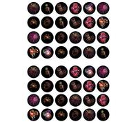 Fireworks Edible Cupcake Toppers - Bonfire Night & New Year's Eve Mini Cake Decorations - Set of 48-3cm / 1.18 Inch Discs (UNCUT)