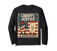Fireworks Flags Fairness Liberty Justice USA Patriotic Long Sleeve T-Shirt