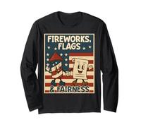 Fireworks Flags Fairness Liberty Justice USA Patriotic Long Sleeve T-Shirt