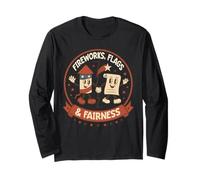 Fireworks Flags Fairness Liberty Justice USA Patriotic Long Sleeve T-Shirt