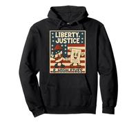 Fireworks Flags Fairness Liberty Justice USA Patriotic Pullover Hoodie