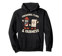 Fireworks Flags Fairness Liberty Justice USA Patriotic Pullover Hoodie