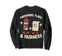 Fireworks Flags Fairness Liberty Justice USA Patriotic Sweatshirt