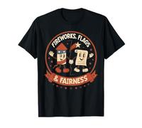 Fireworks Flags Fairness Liberty Justice USA Patriotic T-Shirt