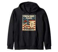 Fireworks Flags Fairness Liberty Justice USA Patriotic Zip Hoodie