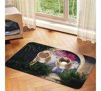Fireworks Inside The Arch Pet Feeding Mat Dog Cat Eating Food Absorbent Leather Tablecloth for and Water Bowl Waterproof No Stains Quick Dry Non-Slip 17.72 * 11.8IN