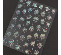 Fireworks Nail Stickers, Rainbow Silver Pink Blooming Firework Nail Art Decals Decoration