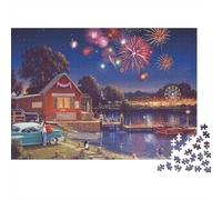 Fireworks Night Lake Scene Puzzle Lovers Jigsaw 1000 Pieces After-school Puzzle Activity Great Gift Idea 52x38cm/1000pcs