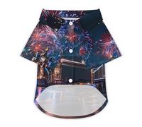 Fireworks over The Tower Bridge London Britain UK Hawaii Shirt Print Dog Clothes T-Shirt Beach for Puppy Cat L