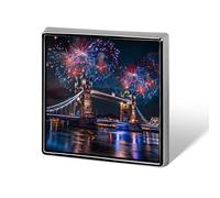 Fireworks over The Tower Bridge London Britain UK Square Badge Funny Button Pins Brooch
