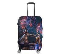 Fireworks Over The Tower Bridge London Britain UK Suitcase Cover Washable Luggage Protective Covers Travel M