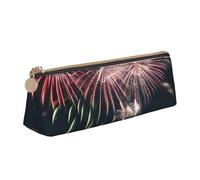 Fireworks Pattern Print Leather Pencil Case Zipper Pencil Multifunctional Stationery Bags