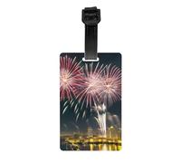 Fireworks Pattern Print Luggage Tag for Suitcases Identification Travel Bag Tags Easy-to-Identify Labels Set