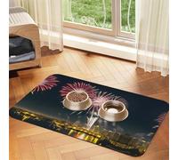 fireworks pattern print Pet Food Mat Absorbent Non-Slip PU Leather Feeding Mat for Dogs Cats Pet Bowl Placemat