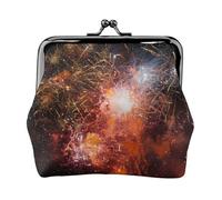Fireworks Print Coin Purse for Women Cute PU Leather Kiss-lock Change Purse Wallet, Black, One Size, Pattern