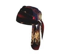 Fireworks Print Skull Headwrap Under Helmet Cycling Cap Lightweight Quick Dry Adult Gift One Size