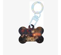 Fireworks Printing Acrylic Dog Bone Ornament,Dog Tags Personalized Pet Ornament, Key Chain Bone Shaped Id Tags