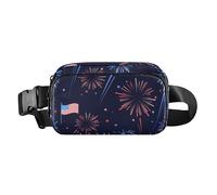 Fireworks Stars American National Flag 4th July Trendy Waist Bag Fanny Pack for Women Men Multipurpose Zipper Fanny Pack Sling Bag with Adjustable Strap for Workout Running Hiking, Multicolor, One