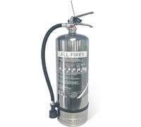 Firexo All in One Stainless Steel Fire Extinguisher (6 Litre / 6 kg) Chrome - Multipurpose Extinguisher for ALL FIRES inc. Li-ion Battery Fires! - Emergency Safety Equipment for Indoor/Outdoor