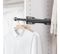 FIRJOY 12" Valet Rod for Closet Pull Out (1 Pack, Black)